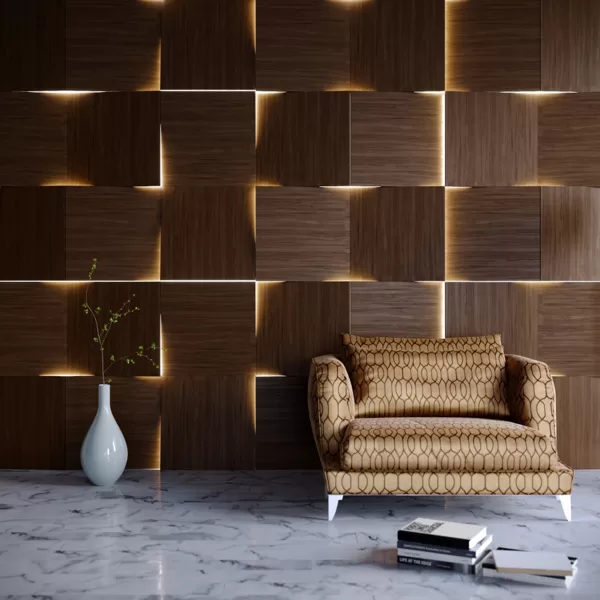 Veneered wall panels.